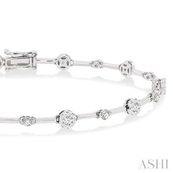 1 Ctw Lovebright Round Cut Diamond Bar Bracelet in 14K White Gold