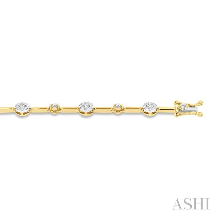 1 Ctw Lovebright Round Cut Diamond Bar Bracelet in 14K Yellow and White Gold