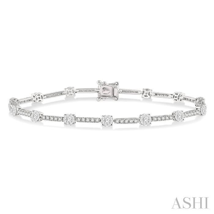 1 3/4 Ctw Lovebright Round Cut Diamond Bar Tennis Bracelet in 14K White Gold