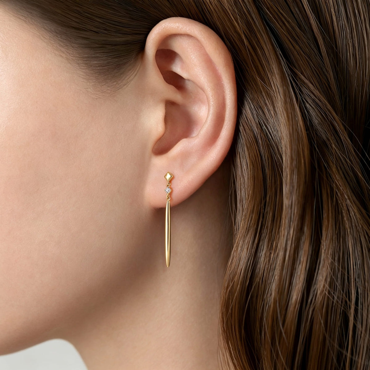 Gabriel & Co. 14K Yellow Gold Diamond and Spike Drop Earrings .04ctw