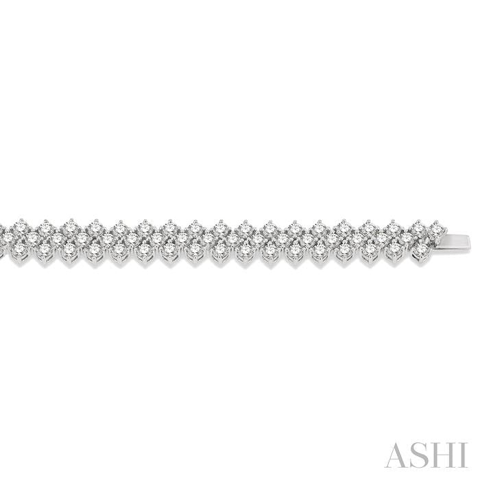 10 Ctw Chevron Link Round Cut Diamond Tennis Bracelet in 14K White Gold