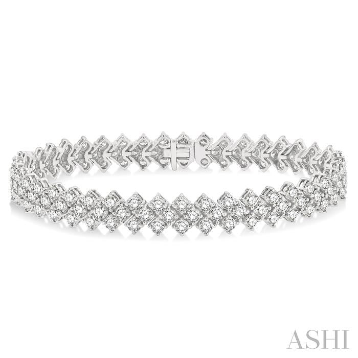 10 Ctw Chevron Link Round Cut Diamond Tennis Bracelet in 14K White Gold