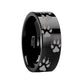 Animal Track Wolf Print Ring Engraved Black Tungsten - 4mm - 12mm - 6mm
