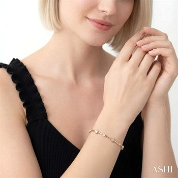 1 1/5 Ctw Mixed Diamond Cut Bar Link Bracelet in 14K Yellow Gold