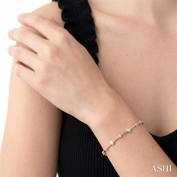 1 1/5 Ctw Mixed Diamond Cut Bar Link Bracelet in 14K Yellow Gold