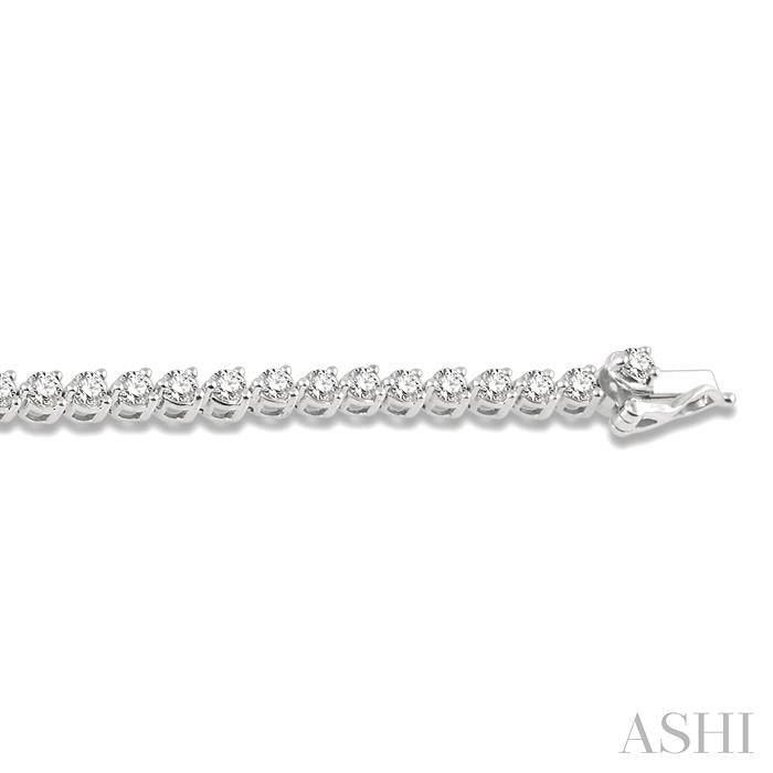3 Ctw Round Cut Diamond 3-Prong Tennis Bracelet in 14K White Gold