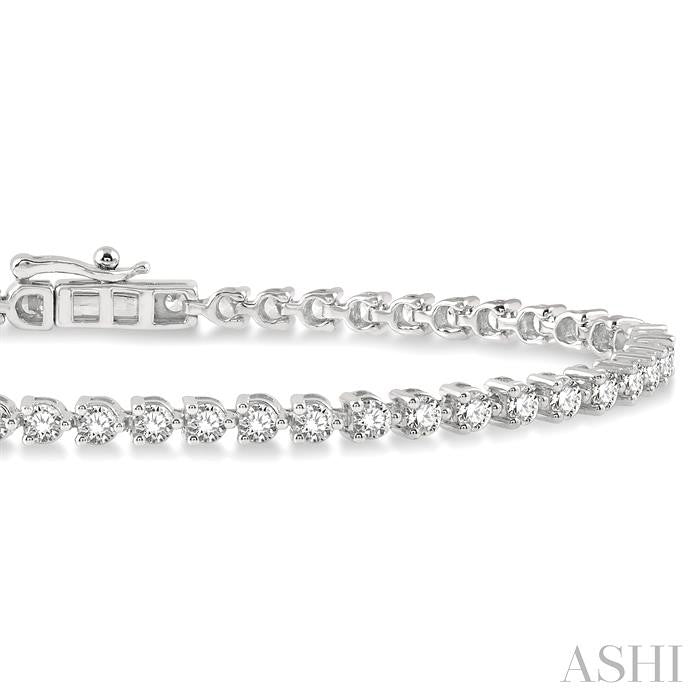 3 Ctw Round Cut Diamond 3-Prong Tennis Bracelet in 14K White Gold