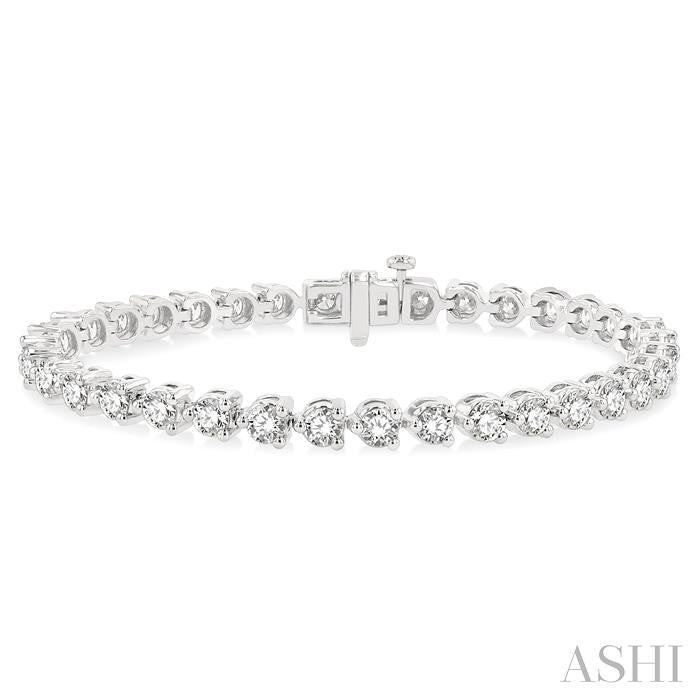 7 Ctw Round Cut Diamond 3-Prong Tennis Bracelet in 14K White Gold