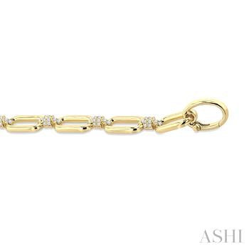 1 1/10 Ctw Round Cut Diamond Paperclip Link Aeris Gold Fashion Bracelet in 14K Yellow Gold