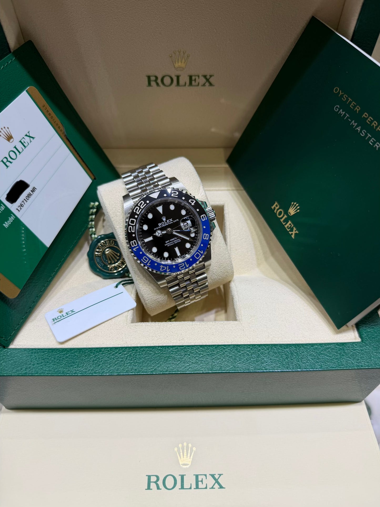 Rolex GMT-Master II 126710BLNR Batgirl Jubilee Full Set | Monica Jewelers