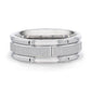 WARRICK Alternating Grooves And Horizontal Etched Finish Titanium Men's Wedding Band with Alternating Grooved Beveled Po