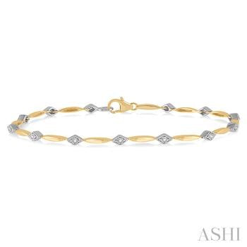1/10 Ctw Illusion Plate Round Cut Diamond Link Bracelet in 10K Yellow and White Gold