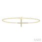 1/8 Ctw Petite Reclined Cross Round Cut Diamond Fashion Bracelet in 10K Yellow Gold