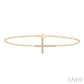1/8 Ctw Petite Reclined Cross Round Cut Diamond Fashion Bracelet in 10K Yellow Gold