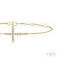 1/8 Ctw Petite Reclined Cross Round Cut Diamond Fashion Bracelet in 10K Yellow Gold