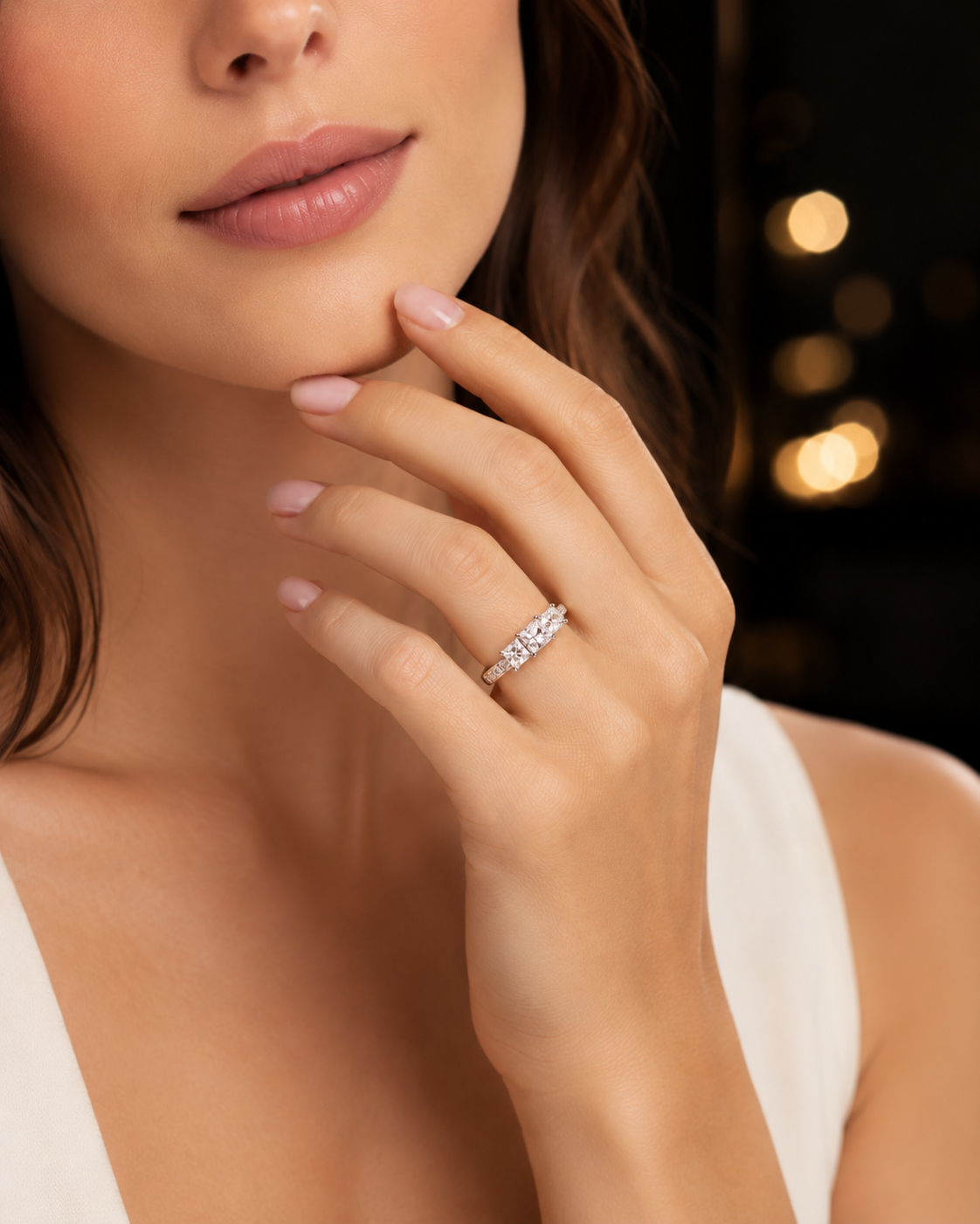 1.50 CTW Princess Cut Three-Stone Diamond Engagement Ring | 14K White Gold