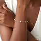 3 MM Round Shape Cultured Pearl and 1/20 Ctw Round Cut Diamond Fashion Station Bracelet in 14K Yellow Gold