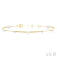 3 MM Round Shape Cultured Pearl and 1/20 Ctw Round Cut Diamond Fashion Station Bracelet in 14K Yellow Gold