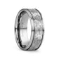 THORNTON Hammered Finish Center White Tungsten Carbide Wedding Band with Dual Offset Grooves and Polished Edges - 6mm & 
