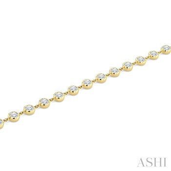 5 Ctw Bezel Set Round Cut Diamond Station Bracelet in 14K Yellow Gold