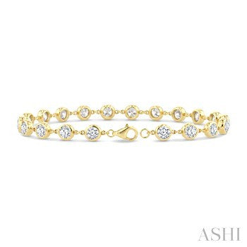 5 Ctw Bezel Set Round Cut Diamond Station Bracelet in 14K Yellow Gold