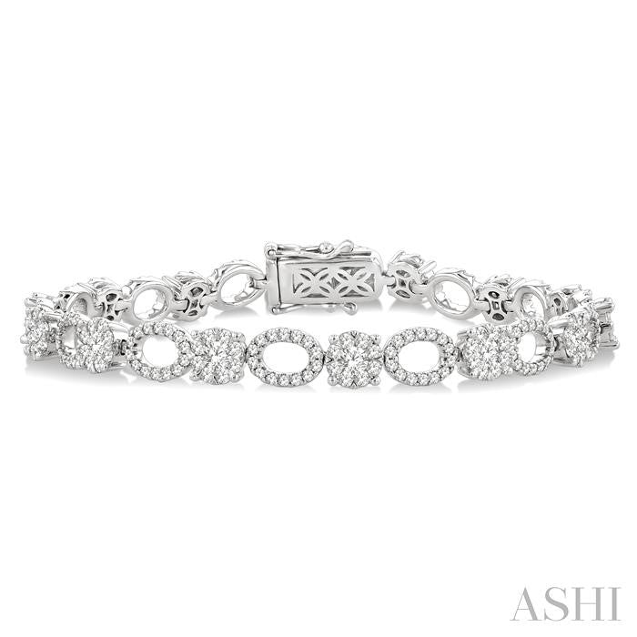 3 1/3 Ctw Lovebright Round Cut Diamond Bracelet in 14K White Gold
