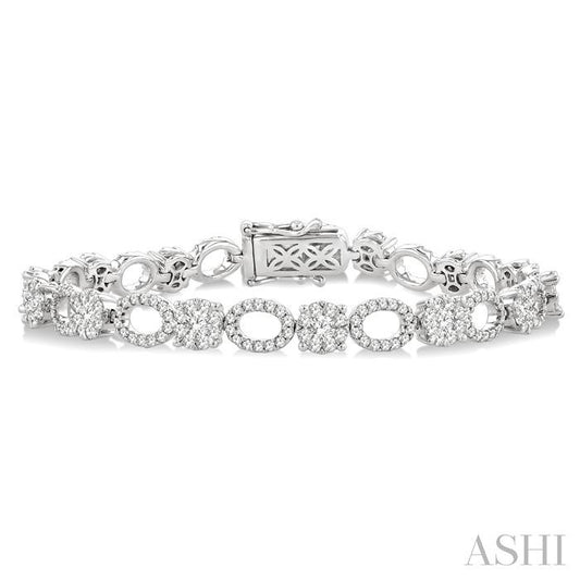 3 1/3 Ctw Lovebright Round Cut Diamond Bracelet in 14K White Gold