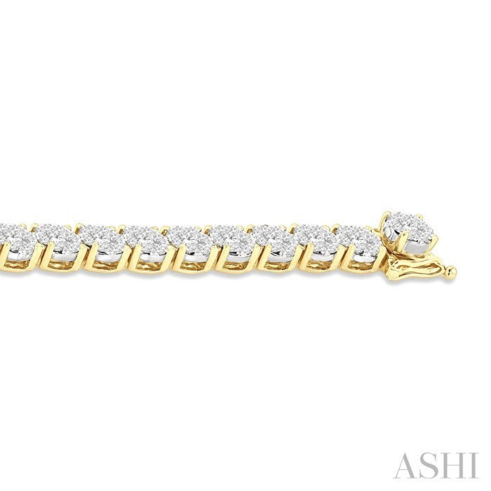 5 Ctw Round Cut Diamond Lovebright Tennis Bracelet in 14K Yellow and White Gold