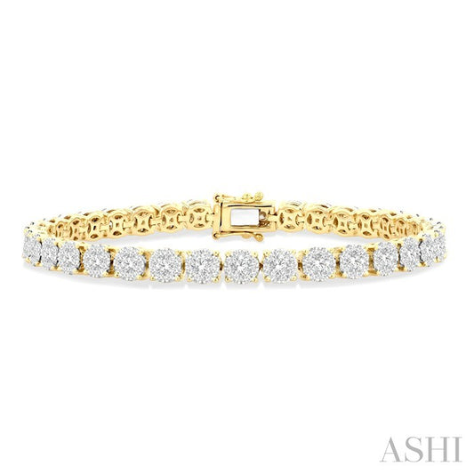 5 Ctw Round Cut Diamond Lovebright Tennis Bracelet in 14K Yellow and White Gold