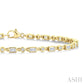 3/4 Ctw Bezel Set Baguette and Round Cut Diamond Fashion Bracelet in 14K Yellow Gold