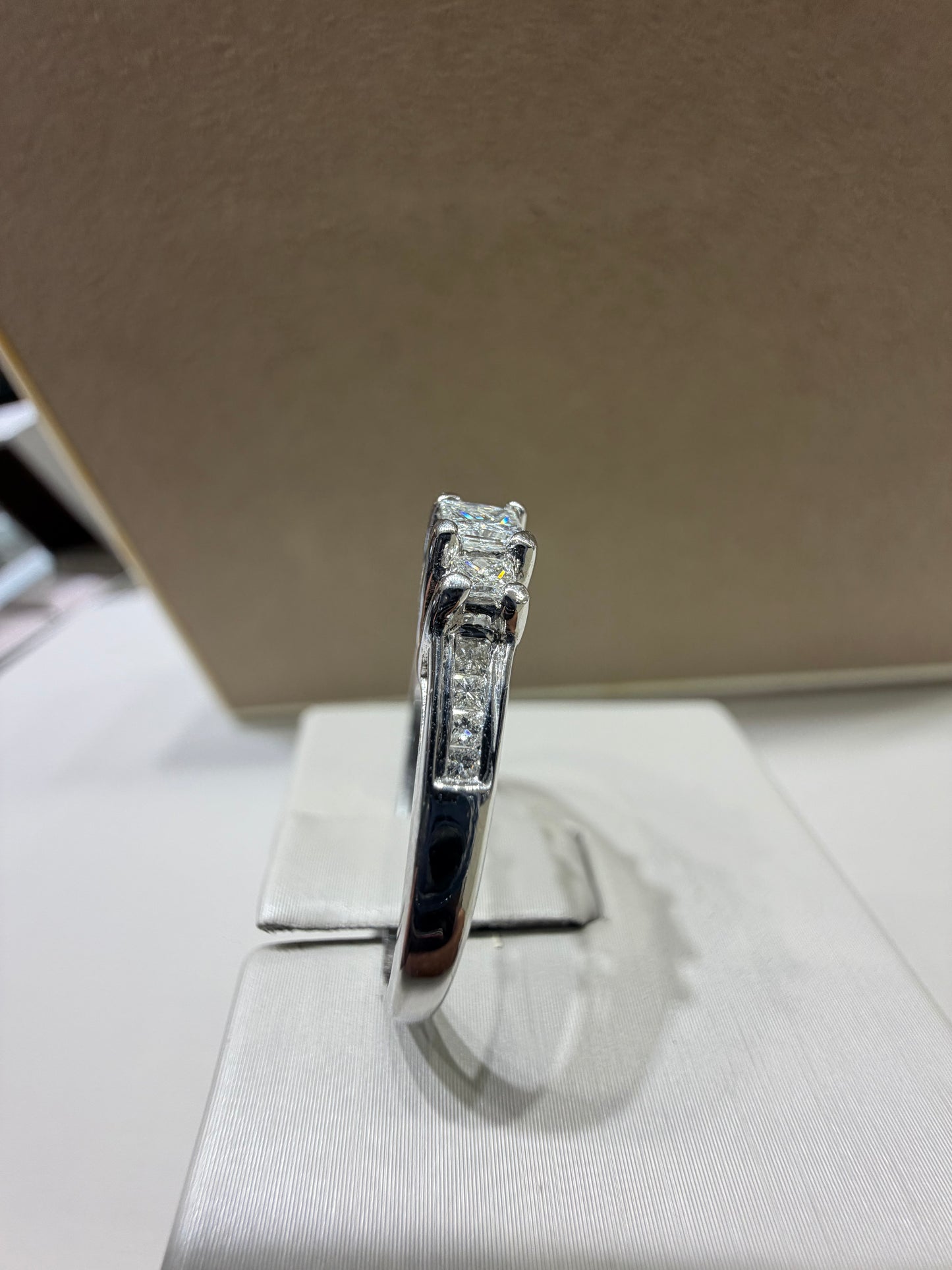 Hi1/2 CTW Princess Cut Three-Stone Diamond Engagement Ring | 14K White Gold
