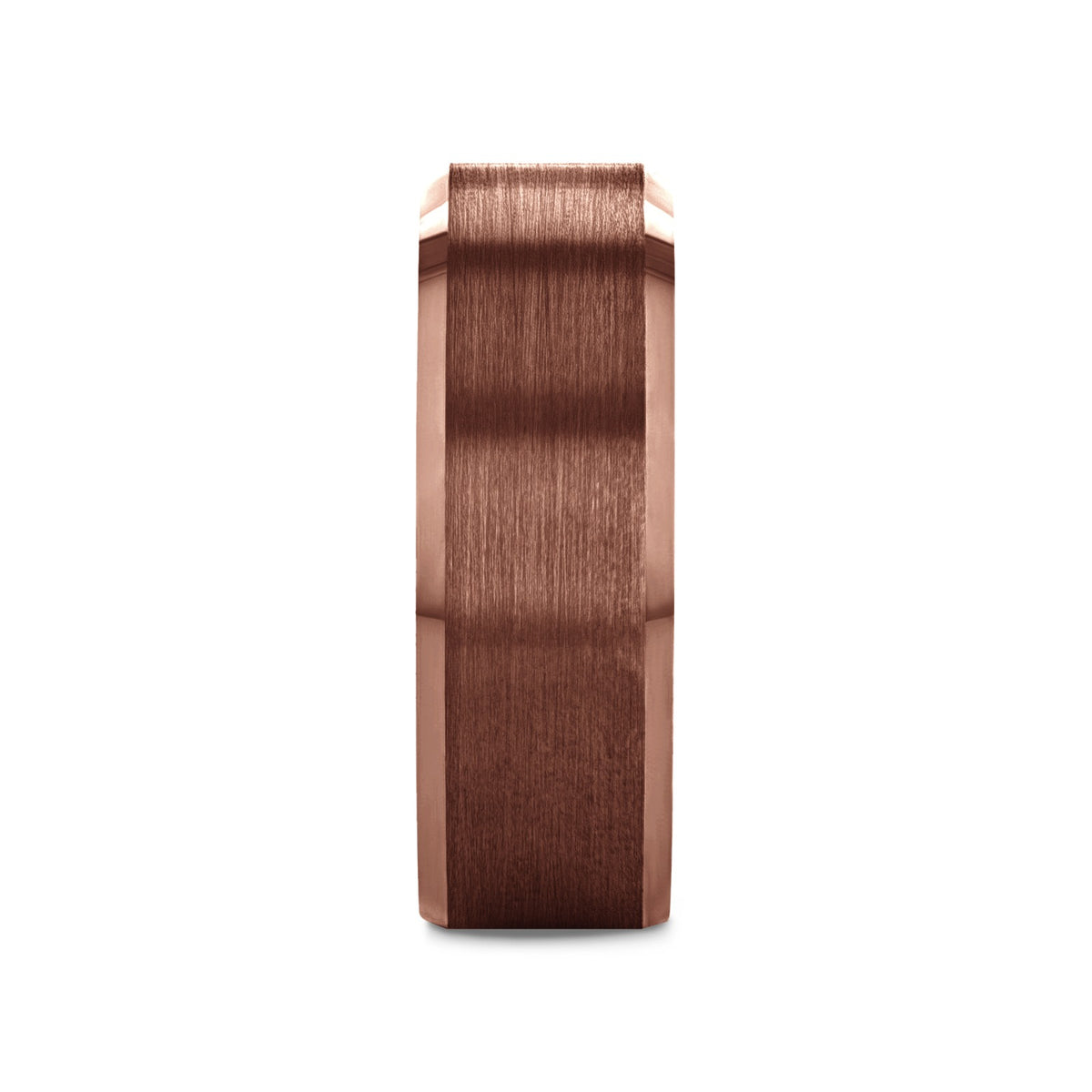 ROKA Flat Beveled Espresso Tungsten Carbide Ring with Brushed Center - 8mm