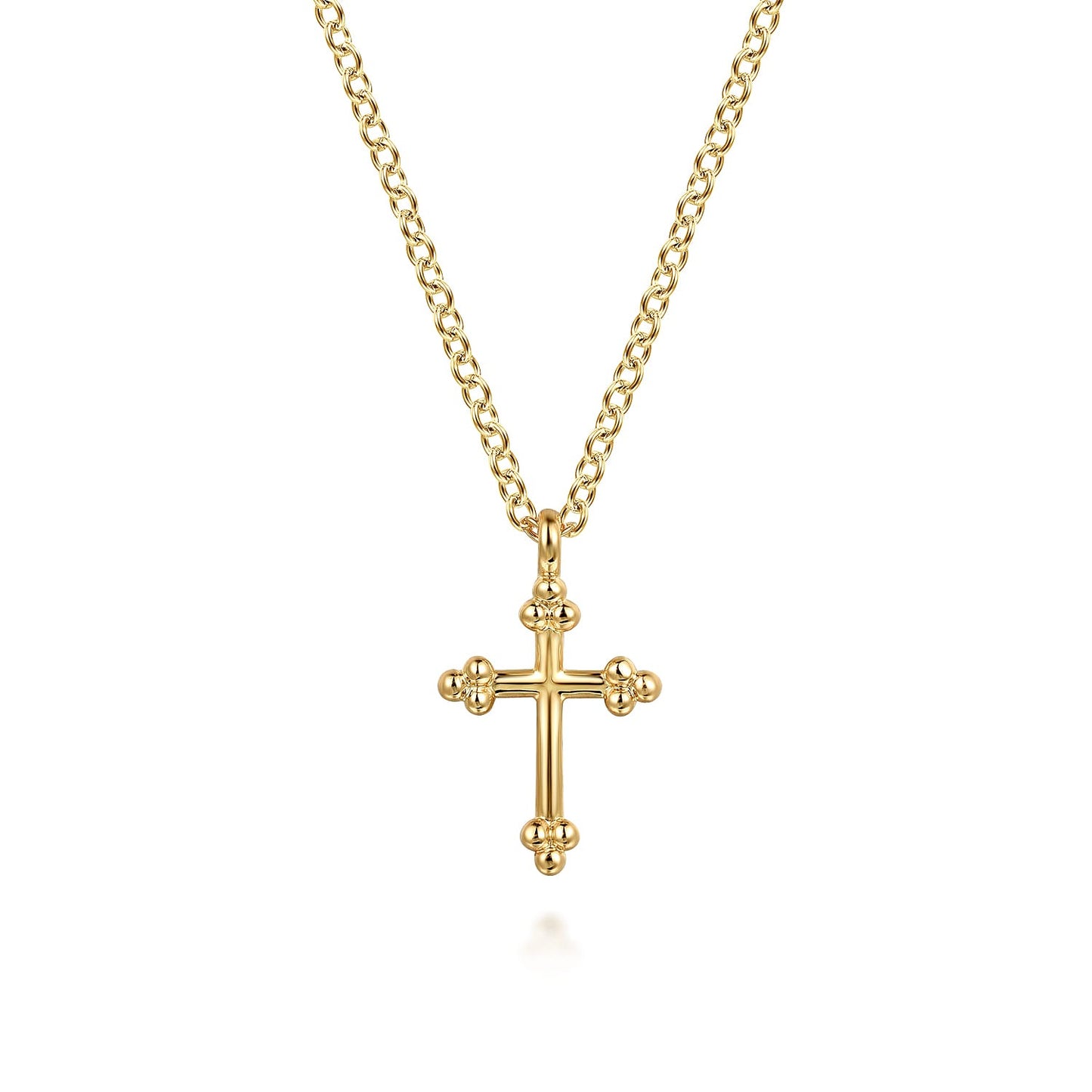 Gabriel & Co. 14K Yellow Plain Gold Bujukan 12mm Cross Necklace