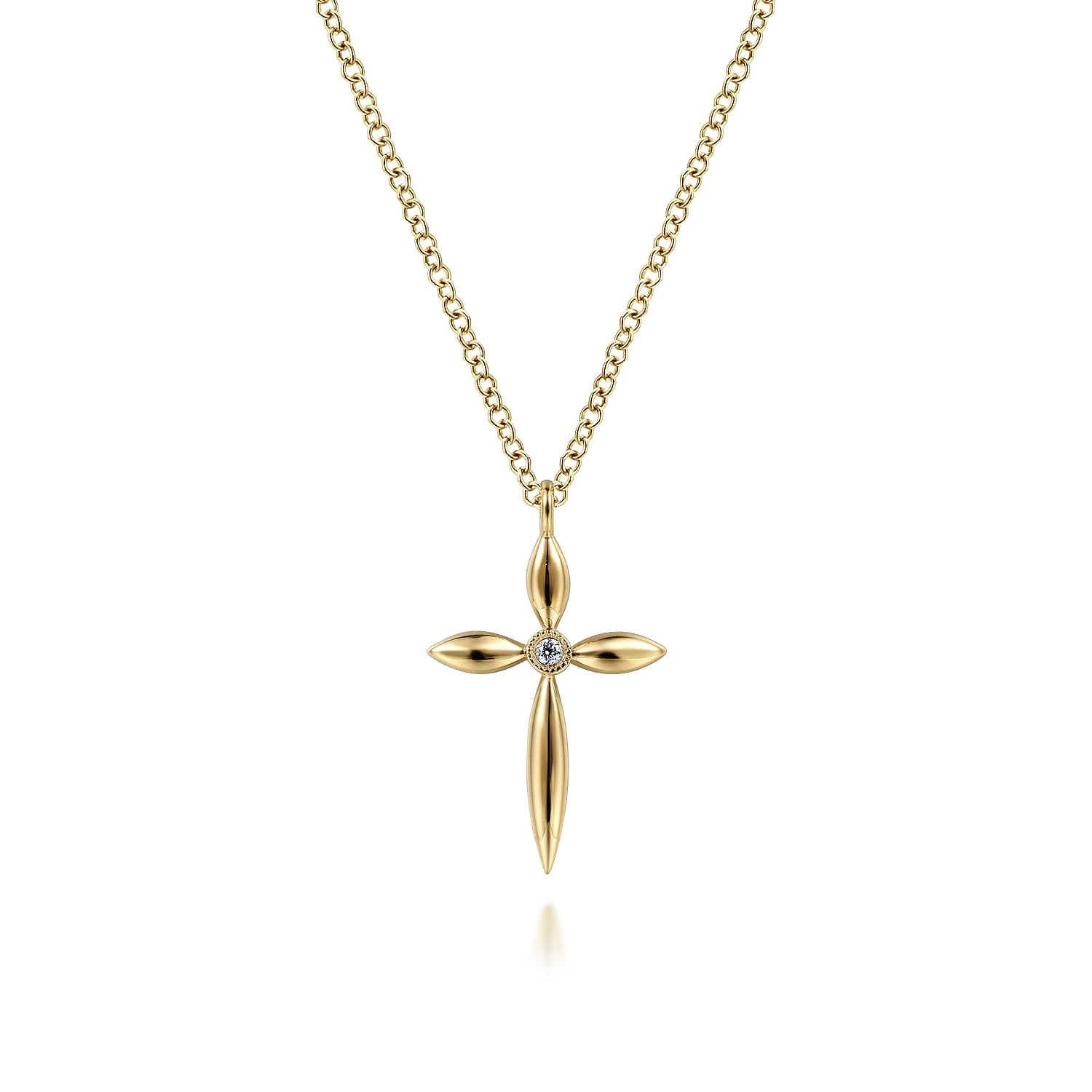 Gabriel & Co. 14K Yellow Gold Diamond Cross Pendant Necklace .01CTW