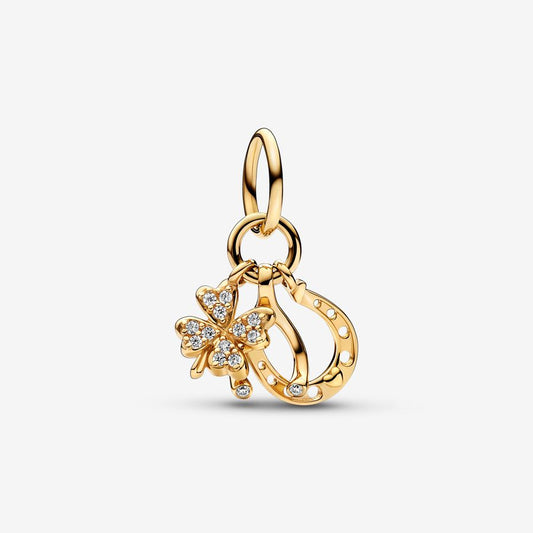 Lucky Clover, Wishbone & Horseshoe Dangle Charm
