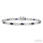 5X3 MM Oval Cut Sapphire and 1/10 Ctw Round Cut Diamond Bracelet in 10K White Gold