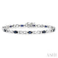 5X3 MM Oval Cut Sapphire and 1/10 Ctw Round Cut Diamond Bracelet in 10K White Gold