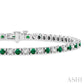2.5 MM Emerald and 1 1/2 Ctw Round Cut Diamond Square Box Link Precious Tennis Bracelet in 14K White Gold