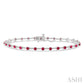2.5 MM Round Cut Ruby and 1/2 Ctw Round Cut Diamond Precious Bracelet in 10K White Gold