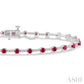 2.5 MM Round Cut Ruby and 1/2 Ctw Round Cut Diamond Precious Bracelet in 10K White Gold