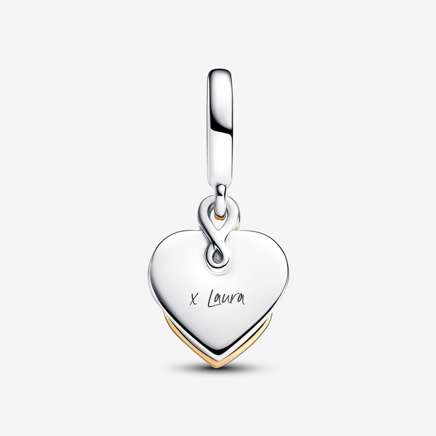 Lab-grown Diamond Engravable Mom Double Dangle Charm