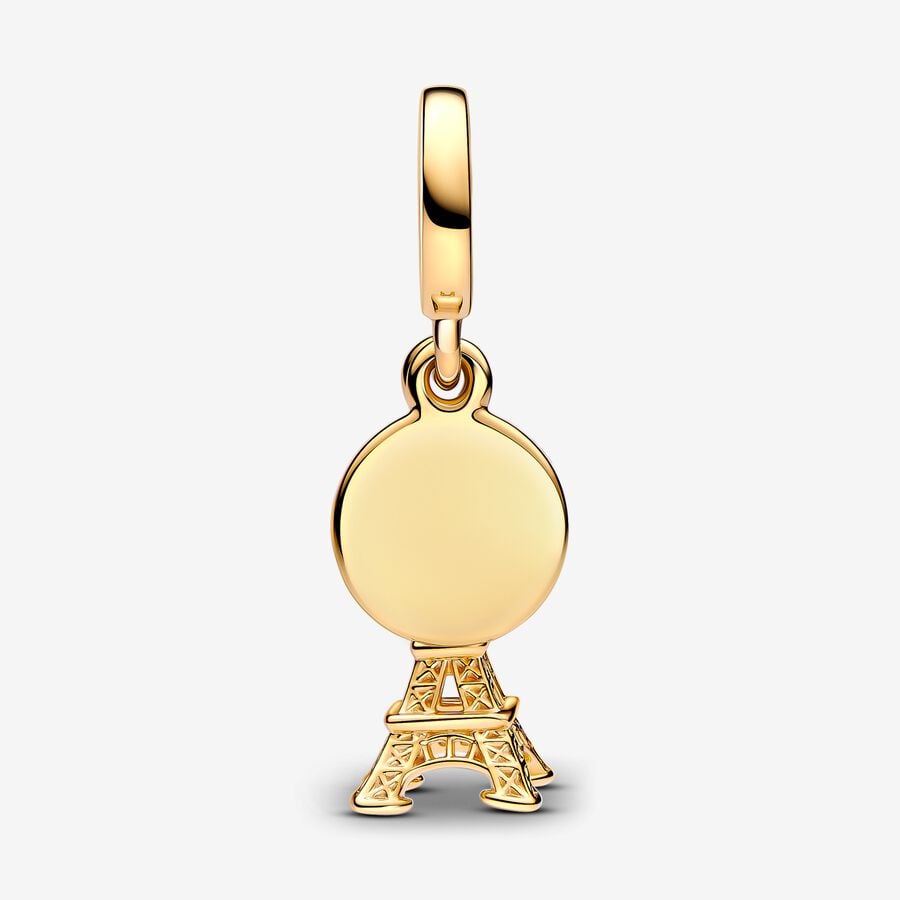 Paris Eiffel Tower Lab-Grown Diamond Engravable Double Dangle Charm