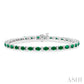 4X3 MM Oval Cut Emerald and 1/3 Ctw Round Cut Diamond Precious Bracelet in 14K White Gold