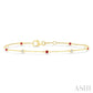 1.8 MM Ruby and 1/10 Ctw Bezel Set Round Cut Diamond Precious Gemstone Station Bracelet in 14K Yellow Gold