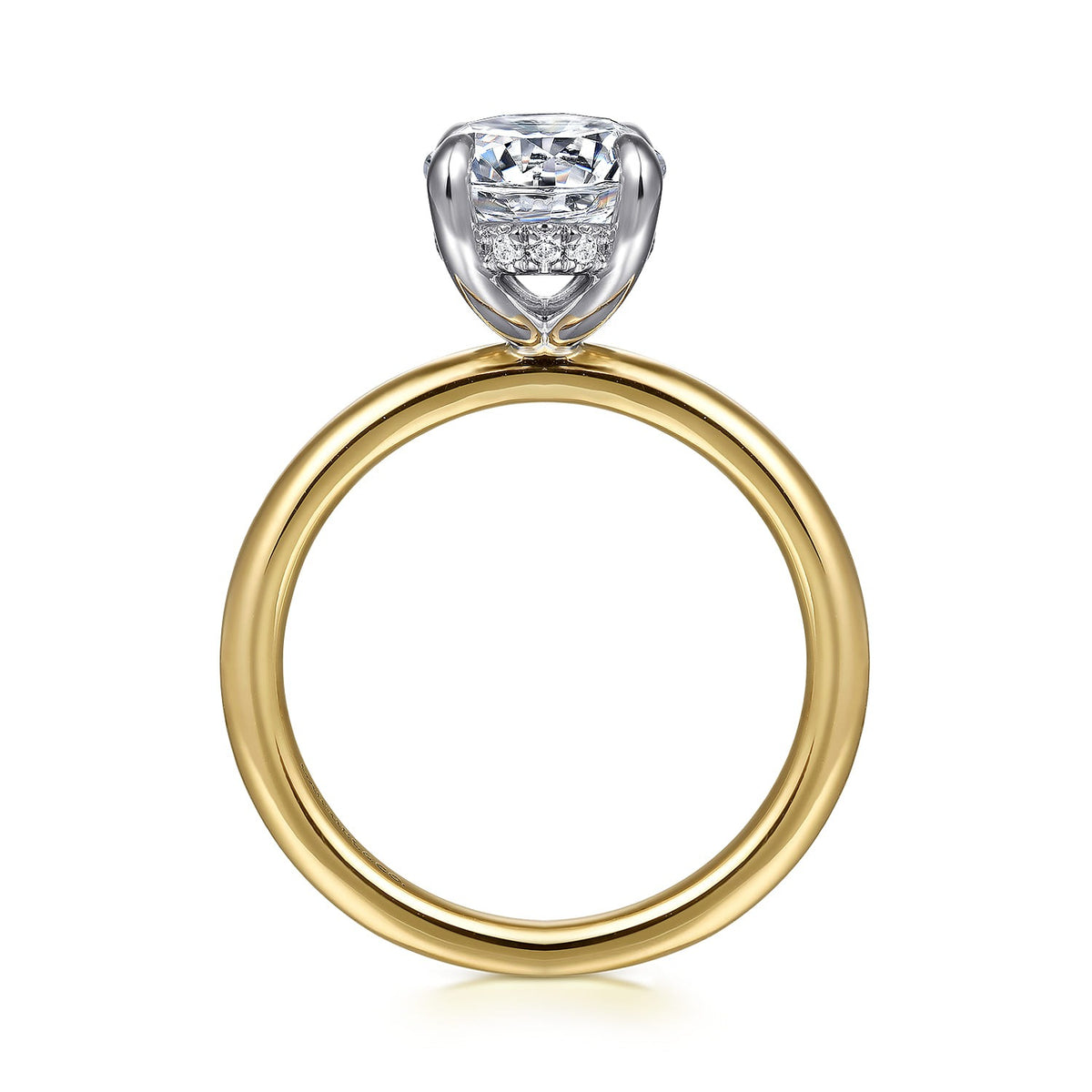 Gabriel & Co. Cari - 14K White-Yellow Gold Hidden Halo Oval Diamond Engagement Ring 11.5X7.5 .08CTW