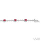 5X3 MM Oval Cut Ruby and 1/20 Ctw Round Cut Diamond Bracelet in 14K White Gold