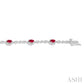 5X3 MM Oval Cut Ruby and 1/20 Ctw Round Cut Diamond Bracelet in 14K White Gold