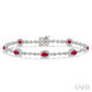 5X3 MM Oval Cut Ruby and 1/20 Ctw Round Cut Diamond Bracelet in 14K White Gold