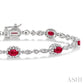 5X3 MM Oval Cut Ruby and 1/20 Ctw Round Cut Diamond Bracelet in 14K White Gold
