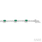 5X3 MM Oval Cut Emerald and 1/20 Ctw Round Cut Diamond Bracelet in 10K White Gold